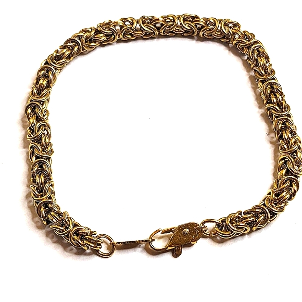 Vintage Signed DM Byzantine Gold‎ Tone Bracelet 7.5 Inches